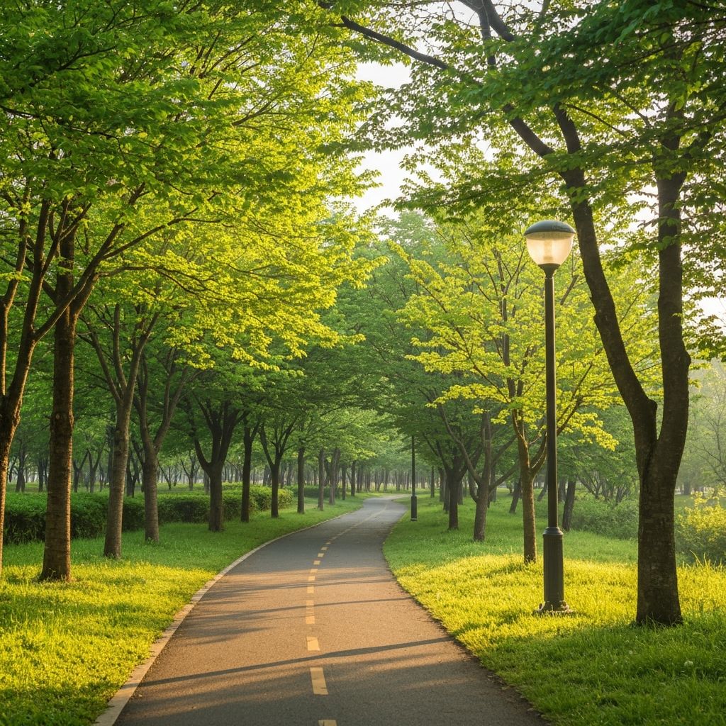 Peaceful outdoor path through park